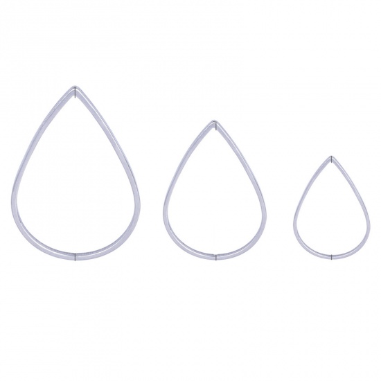Picture of Stainless Steel Geometry Series Connectors Drop Silver Tone 21mm x 14mm, 10 PCs