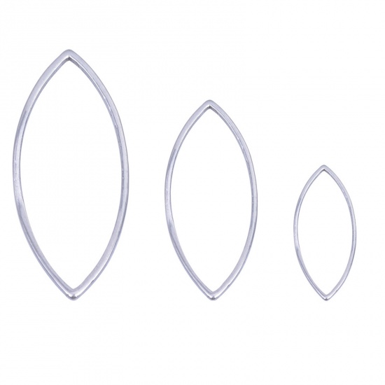 Picture of Stainless Steel Geometry Series Connectors Marquise Silver Tone 17mm x 8mm, 10 PCs