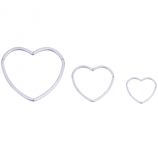 Picture of Stainless Steel Geometry Series Connectors Heart Silver Tone 14mm x 11mm, 10 PCs