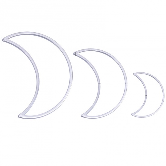 Picture of Stainless Steel Geometry Series Connectors Half Moon Silver Tone 16mm x 7mm, 10 PCs