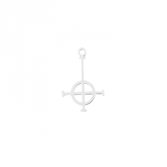 Picture of Stainless Steel Charms Rudder Silver Tone 19mm x 13mm, 1 Piece