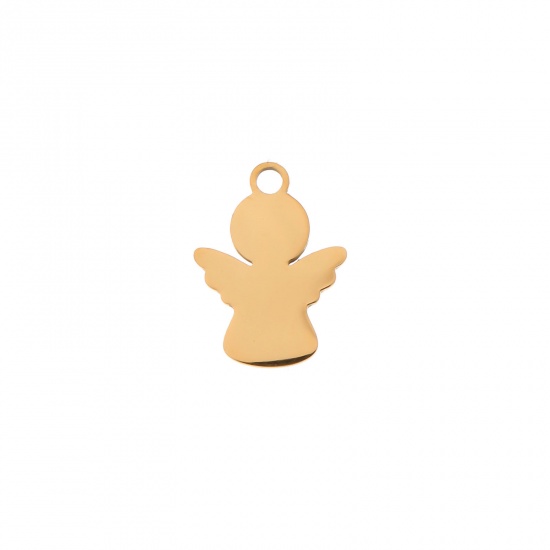 Imagen de Acero Inoxidable Religión Colgantes Charms Ángel Chapado en Oro 13mm x 9mm, 1 Unidad