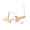 Bild von Messing Ohrringzubehör Echtgold plattiert Walflosse Message " M/Öse " 11mm x 9mm, Drahtstärke: (21 gauge), 4 Stück