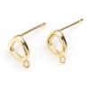 Picture of Brass Earring Accessories Real Gold Plated Geometric W/ Loop 11mm x 8mm, Post/ Wire Size: (21 gauge), 2 PCs