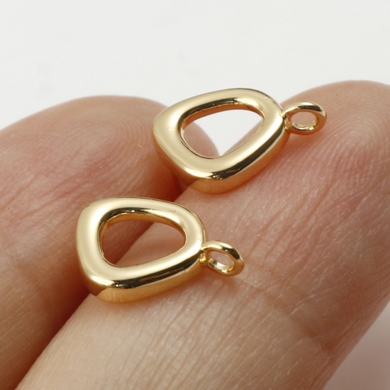 Picture of Brass Earring Accessories Real Gold Plated Geometric W/ Loop 11mm x 8mm, Post/ Wire Size: (21 gauge), 2 PCs