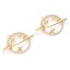 Immagine di Ottone Micro Intarsio Charms Stella Vero Oro Placcato Universo Pianeta Trasparente Cubic Zirconiae 22mm x 18mm, 1 Pz
