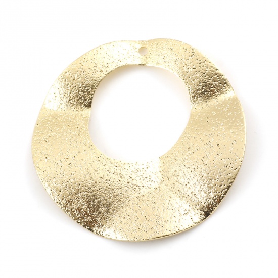 Bild von Messing Anhänger Rund Echtgold plattiert Sternenstaub 3.3cm x 3.3cm, 3 Stück