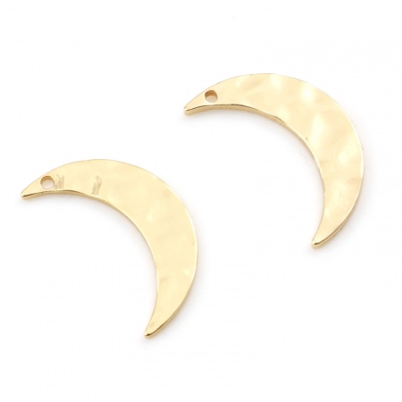 Brass Galaxy Charms Half Moon Real Gold Plated 16mm x 9mm, 5 PCs