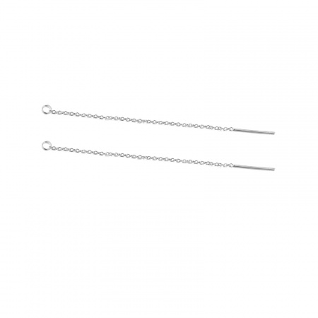 Picture of 304 Stainless Steel Ear Thread Threader Earrings Accessories Silver Tone W/ Loop 8cm, 5 PCs