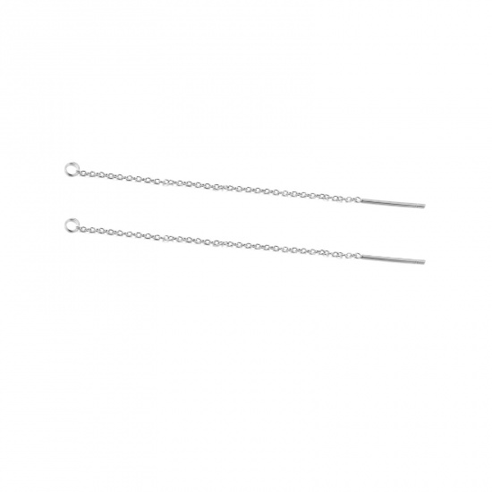 Picture of 304 Stainless Steel Ear Thread Threader Earrings Accessories Silver Tone W/ Loop 13cm, 5 PCs