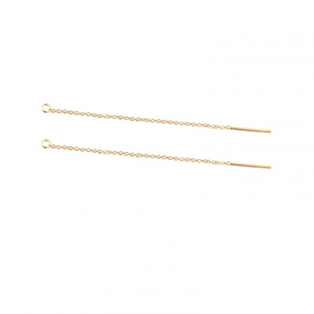 Picture of 5 PCs Eco-friendly PVD Vacuum Plating 304 Stainless Steel Ear Thread Threader Earrings 18K Gold Plated With Loop 8cm