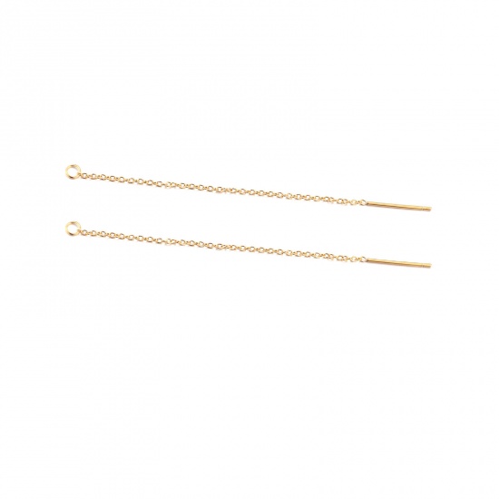 Picture of 304 Stainless Steel Ear Thread Threader Earrings Accessories Gold Plated W/ Loop 13cm, 5 PCs