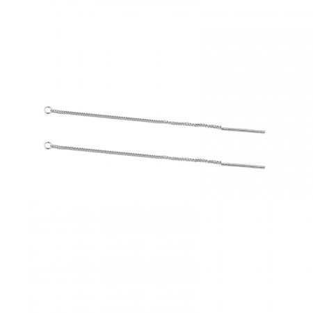 Picture of 304 Stainless Steel Ear Thread Threader Earrings Accessories Silver Tone W/ Loop 8cm, 5 PCs