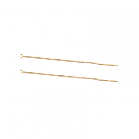 Picture of 5 PCs Eco-friendly PVD Vacuum Plating 304 Stainless Steel Ear Thread Threader Earrings Gold Plated With Loop 8cm
