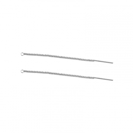 Picture of 304 Stainless Steel Ear Thread Threader Earrings Accessories Silver Tone W/ Loop 13cm, 5 PCs