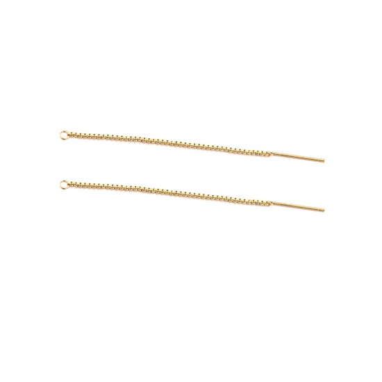 Picture of 304 Stainless Steel Ear Thread Threader Earrings Accessories Gold Plated W/ Loop 8cm, 5 PCs