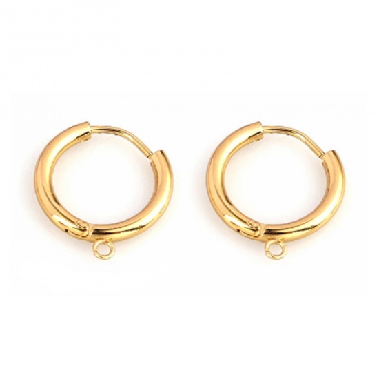 Picture of 5 PCs 304 Stainless Steel Lever Back Clips Earrings 18K Gold Plated With Loop 12mm Dia.