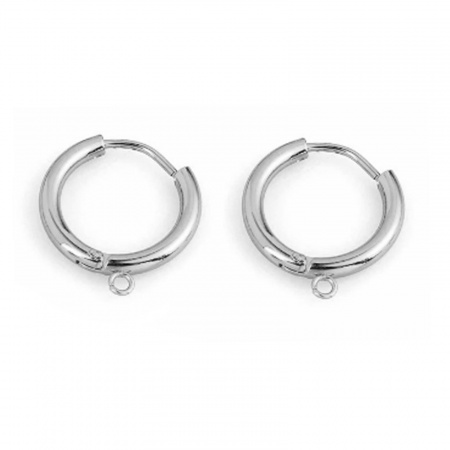 Picture of 4# 304 Stainless Steel Lever Back Clips Earrings Silver Tone W/ Loop 12mm Dia., 5 PCs