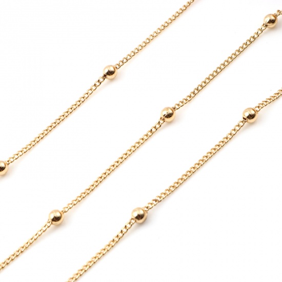 Picture of Brass Ball Chain Findings Real Gold Plated 2x1.5mm, 1 M                                                                                                                                                                                                       