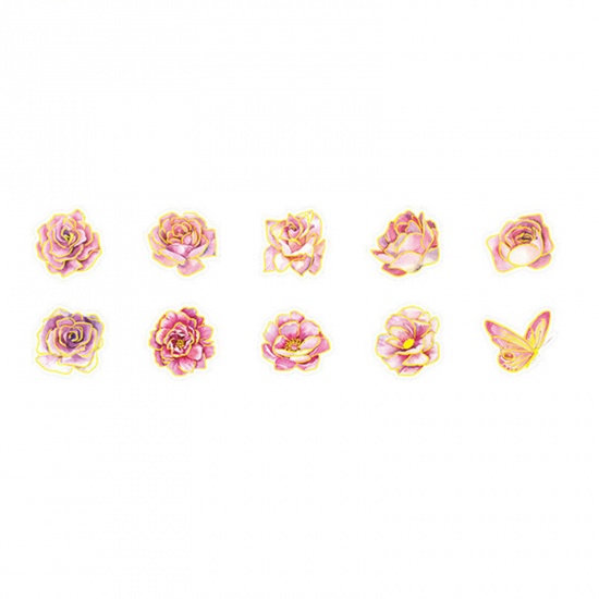 Picture of PET Flora Collection DIY Scrapbook Deco Stickers Multicolor Flower 4cm x 4cm, 1 Set ( 30 PCs/Set)