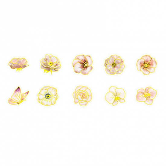 Picture of PET Flora Collection DIY Scrapbook Deco Stickers Multicolor Flower 4cm x 4cm, 1 Set ( 30 PCs/Set)