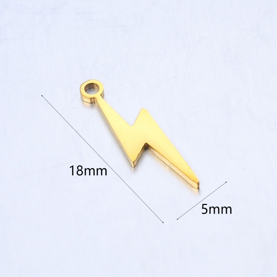 Picture of 304 Stainless Steel Weather Collection Charms Gold Plated Lightning 18mm x 5mm, 2 PCs