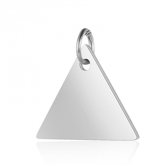 Bild von 304 Edelstahl Geometrie Serie Charms Dreieck Silberfarbe Blank Schild zu Gravieren 15.5mm x 15mm, 1 Stück
