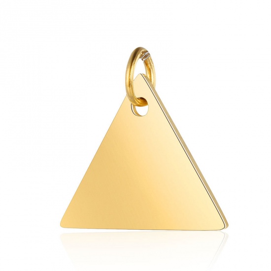 Bild von 304 Edelstahl Geometrie Serie Charms Dreieck Vergoldet Blank Schild zu Gravieren 15.5mm x 15mm, 1 Stück