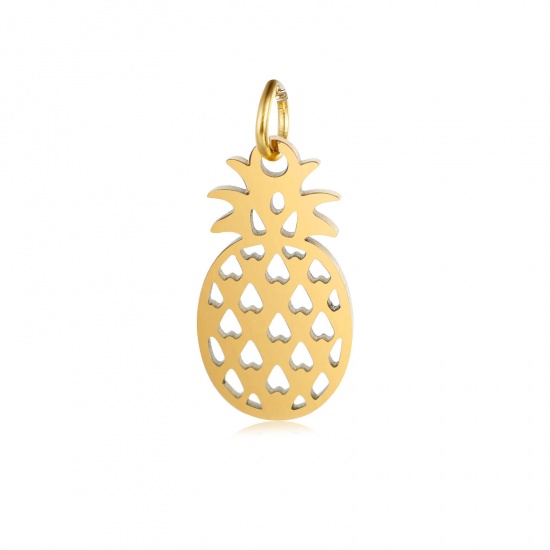Bild von 304 Edelstahl Charms Ananas Vergoldet 20mm x 9mm, 2 Stück
