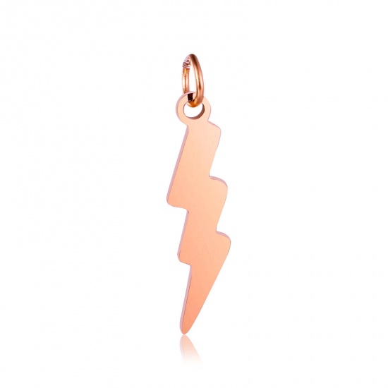 Bild von 304 Edelstahl Wetter Kollektion Charms Blitz Rosegold 22.5mm x 5mm, 2 Stück