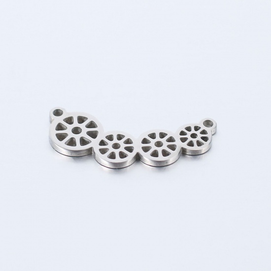 Picture of 304 Stainless Steel Connectors Silver Tone Lotus Root Slices 25mm x 10.5mm, 1 Piece