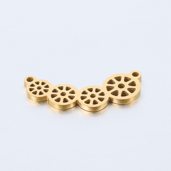 Picture of 304 Stainless Steel Connectors Gold Plated Lotus Root Slices 25mm x 10.5mm, 1 Piece