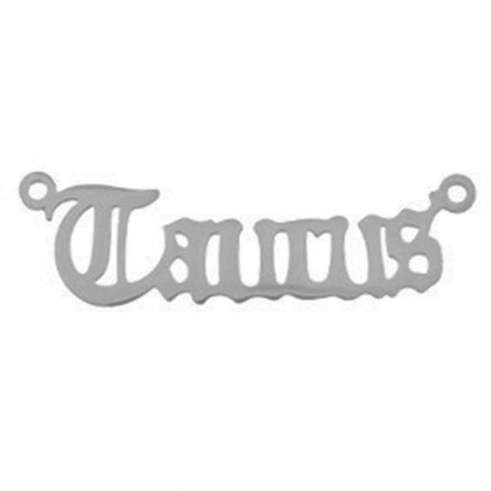 Picture of Stainless Steel Connectors Silver Tone Message Taurus Sign Of Zodiac Constellations 3.1cm, 1 Piece
