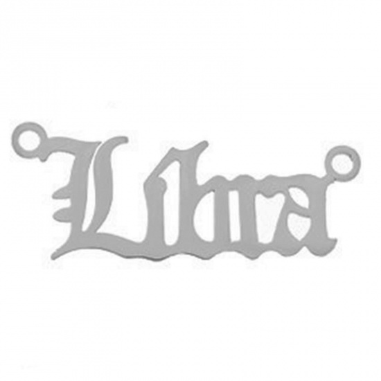 Picture of Stainless Steel Connectors Silver Tone Message Libra Sign Of Zodiac Constellations 2.5cm, 1 Piece