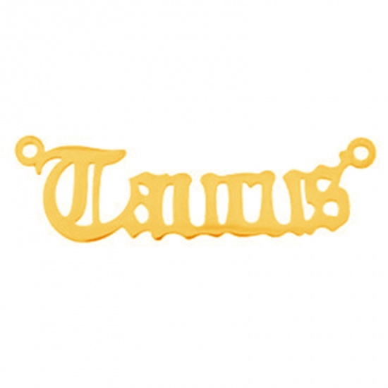 Picture of Stainless Steel Connectors Gold Plated Message Taurus Sign Of Zodiac Constellations 3.1cm, 1 Piece
