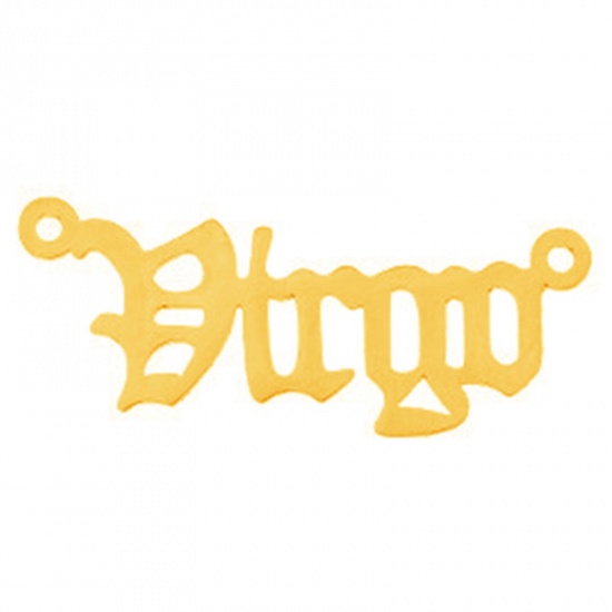 Picture of Stainless Steel Connectors Gold Plated Message Virgo Sign Of Zodiac Constellations 2.7cm, 1 Piece