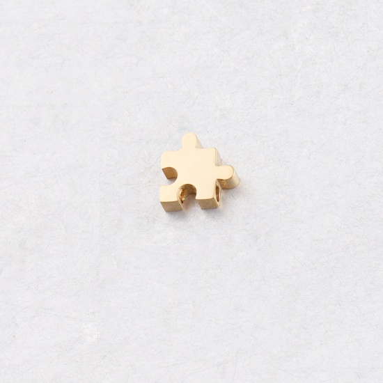 304ステンレス鋼 チャーム ジグソーパズル 金メッキ 10mm x 10mm、 1 個 の画像