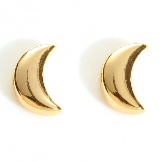 Picture of Brass Galaxy Beads Real Gold Plated Half Moon About 8mm x 5.3mm, Hole: Approx 1mm, 5 PCs                                                                                                                                                                      