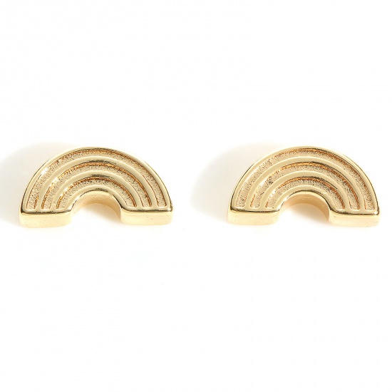 Picture of Brass Weather Collection Beads Real Gold Plated Rainbow About 10mm x 5mm, Hole: Approx 1mm, 5 PCs                                                                                                                                                             