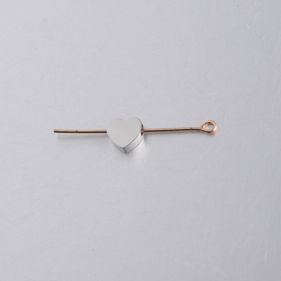 Immagine di 304 Acciaio Inossidabile San Valentino Perline Cuore Tono Argento Lucidato 8mm x 7.4mm, Buco: Circa 1.5mm, 5 Pz