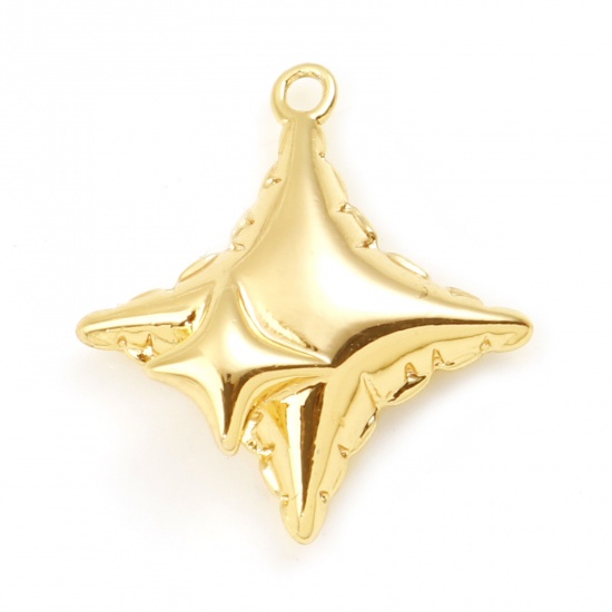 Imagen de Latón Galaxia Colgantes Charms Estrella Oro Real Chapado 15mm x 13mm, 2 Unidades