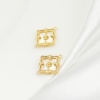 Picture of Shell & Brass Style Of Royal Court Character Connectors Real Gold Plated Rhombus Carved Pattern 17mm x 14mm, 1 Piece