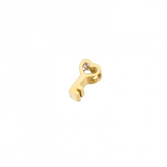 Picture of 304 Stainless Steel Beads Key Gold Plated Polished 8mm x 5mm, Hole: Approx 1.6mm, 5 PCs