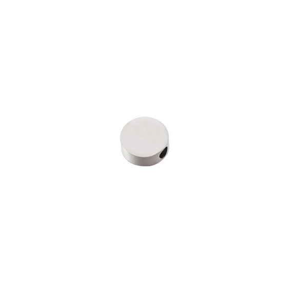 Immagine di 304 Acciaio Inossidabile Serie Geometry Perline Tondo Piatto Tono Argento Lucidato 8mm Dia., Buco: Circa 1.6mm, 5 Pz