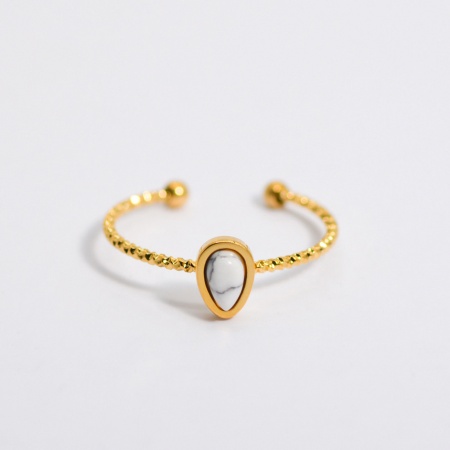 Picture of Stainless Steel & Gemstone Open Rings 14K Gold Plated Multicolor Drop