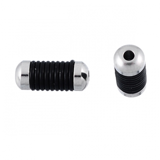 Image de Perles en 304 Acier Inoxydable Forme Colonne Argent Mat 14.5mm x 6mm, Tailles de Trous: 2.0mm, 2 Pcs