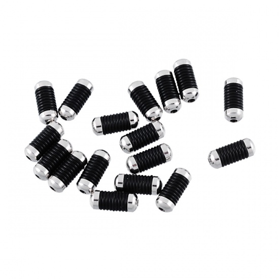 Image de Perles en 304 Acier Inoxydable Forme Colonne Argent Mat 14.5mm x 6mm, Tailles de Trous: 2.0mm, 2 Pcs