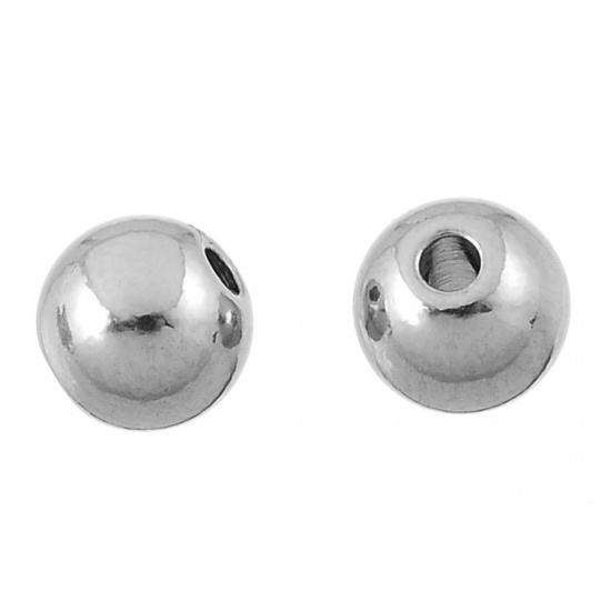 Immagine di Acciaio Inossidabile Separatori Perline Tondo Tono Argento Circa 6mm Dia, Foro:Circa 1.0mm, 50 Pz