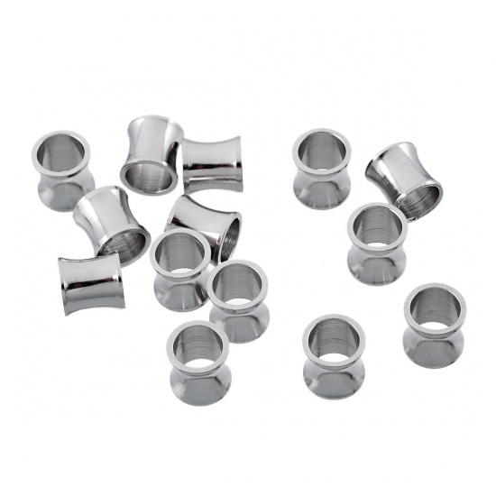 Imagen de Cuentas 304 Acero Inoxidable de Cuentas Cilíndrico Tono de Plata 8mm x 8mm, Agujero: acerca de 6.2mm, 10 Unidades