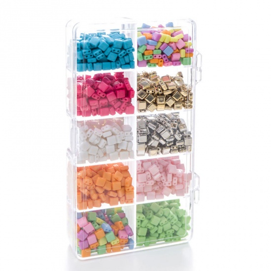 Picture of Acrylic Children Kids Beads DIY Kits For Bracelet Necklace Jewelry Making Handmade Accessories Multicolor Square 17.5cm x 9.5cm, 1 Set ( 1500 PCs/Box)